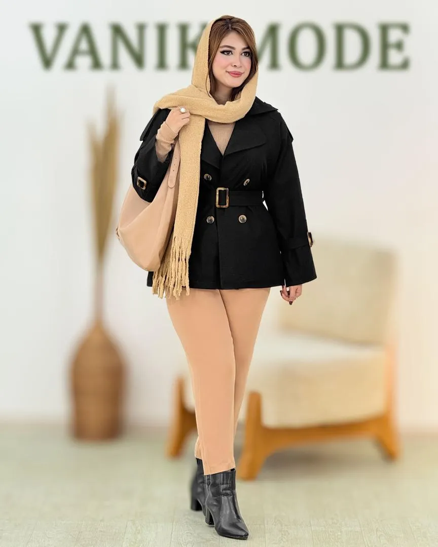 ترنج کت والان دار یقه انگلیسی کد h673