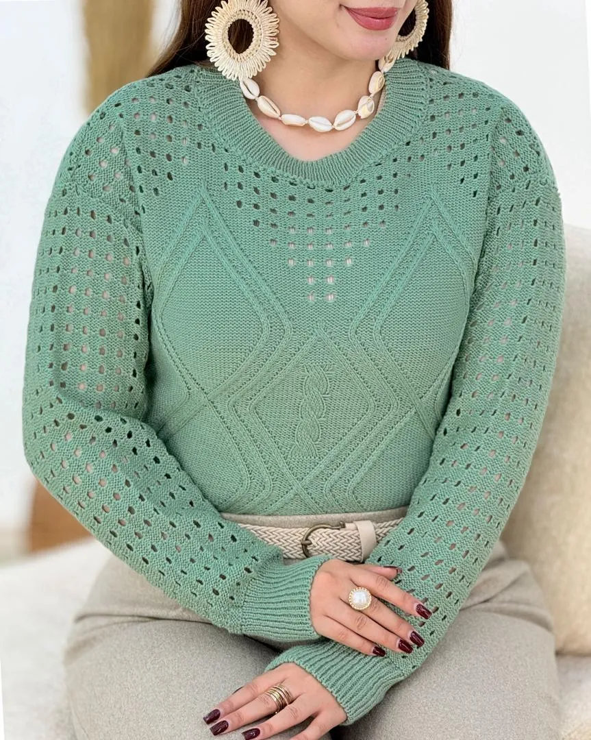 بافت یقه گرد طرح لوزی کد h526