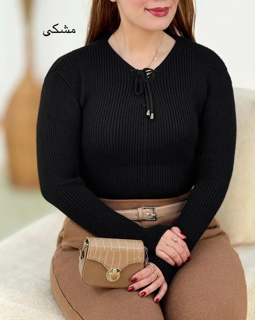 بلوز بافت یقه بنددار کد h758