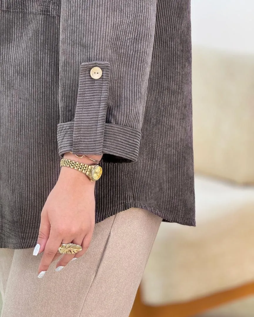 شومیز صلیبی جلو جیب مخمل کد h729