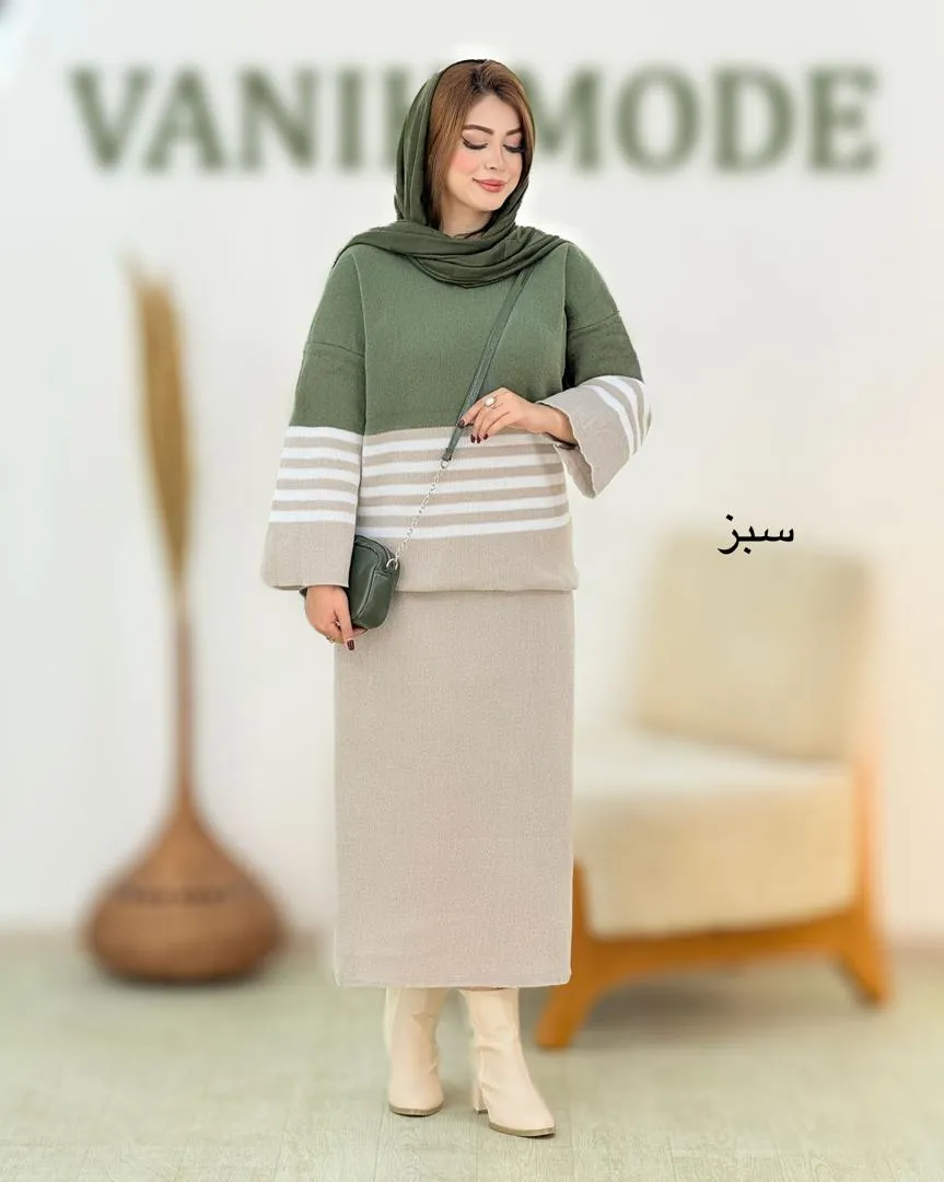 ست بلوز راه راه ودامن کمرکش کد h692