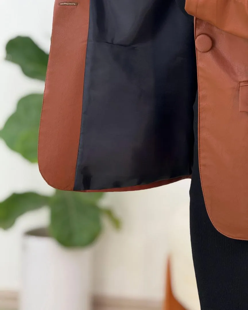 کت چرم آستردار جلو جیب کد H589