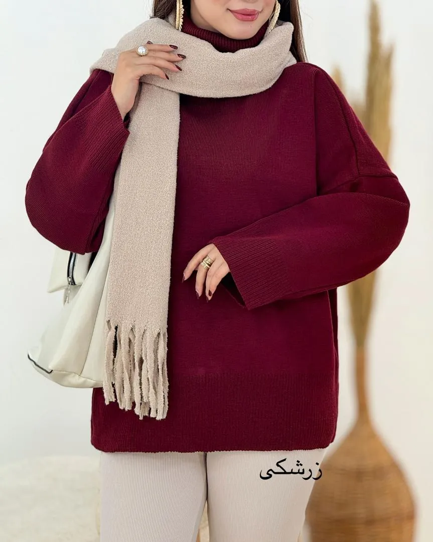 بلوز بافت یقه اسکی زنانه کد h674