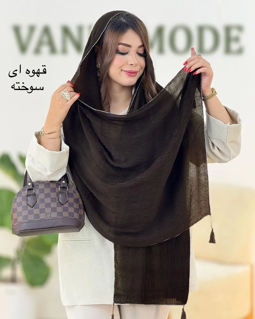 شال پلیسه منگوله دار دورلمه کد g500