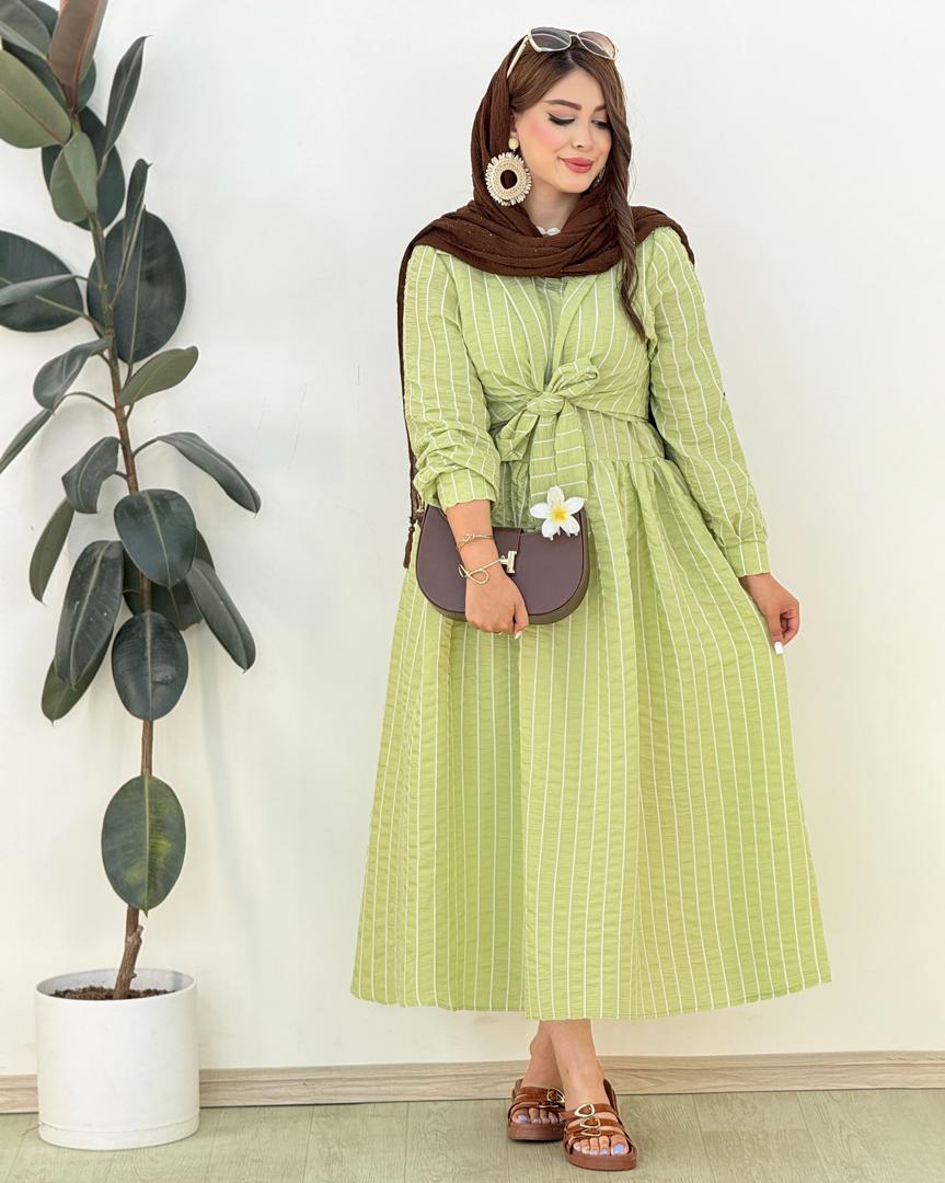 ست شومیز گره ای و سارافون آستین حلقه ای کد H236