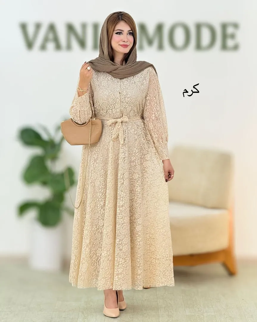 پیراهن دانتل آستین مچ دار زنانه کد h612