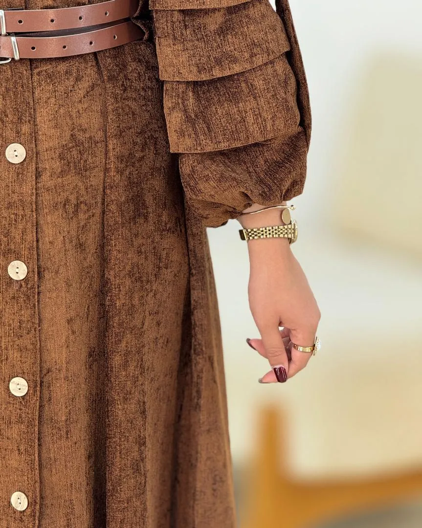 پیراهن آستین پیله دار مخمل کد h664