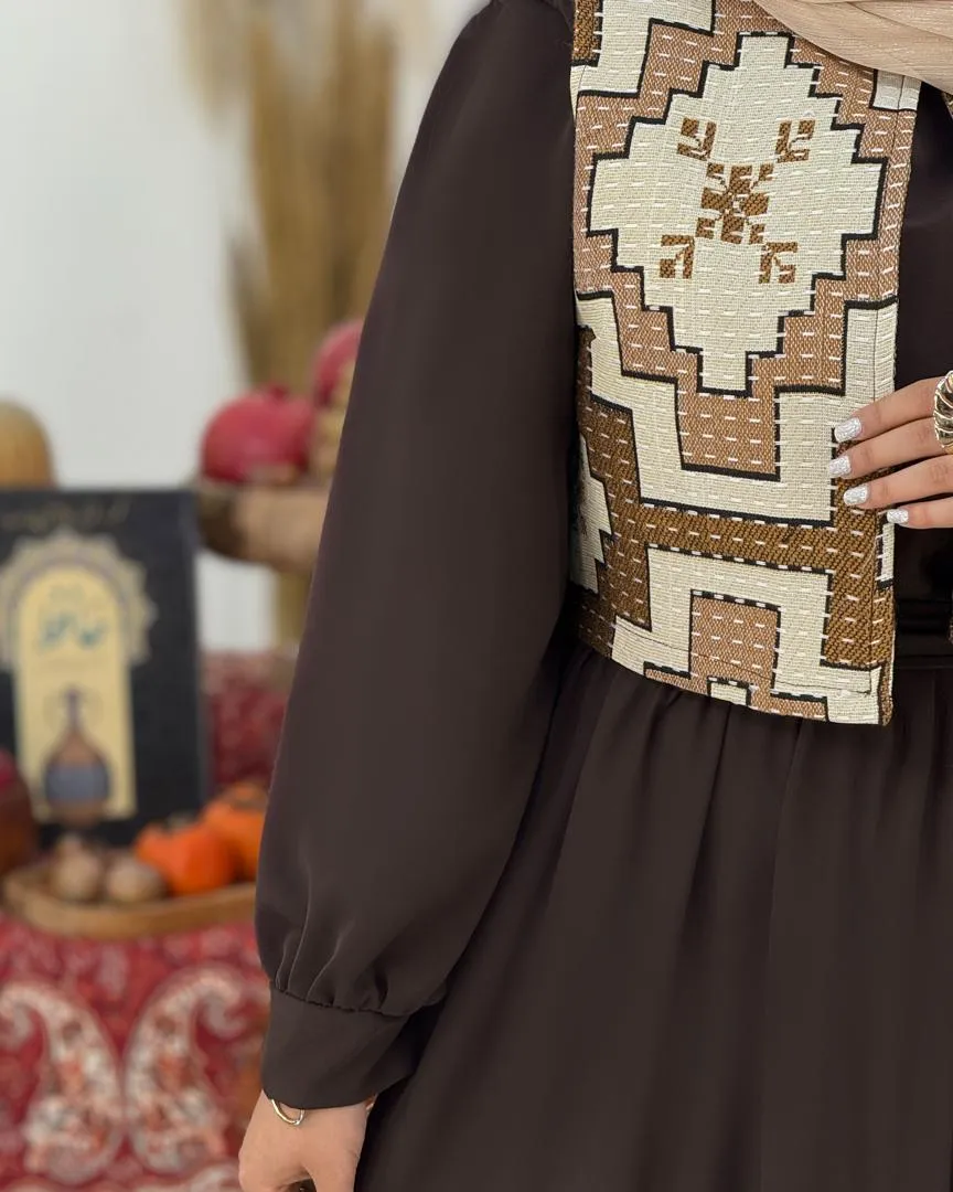 ست پیراهن جلیقه یلدایی کد h763