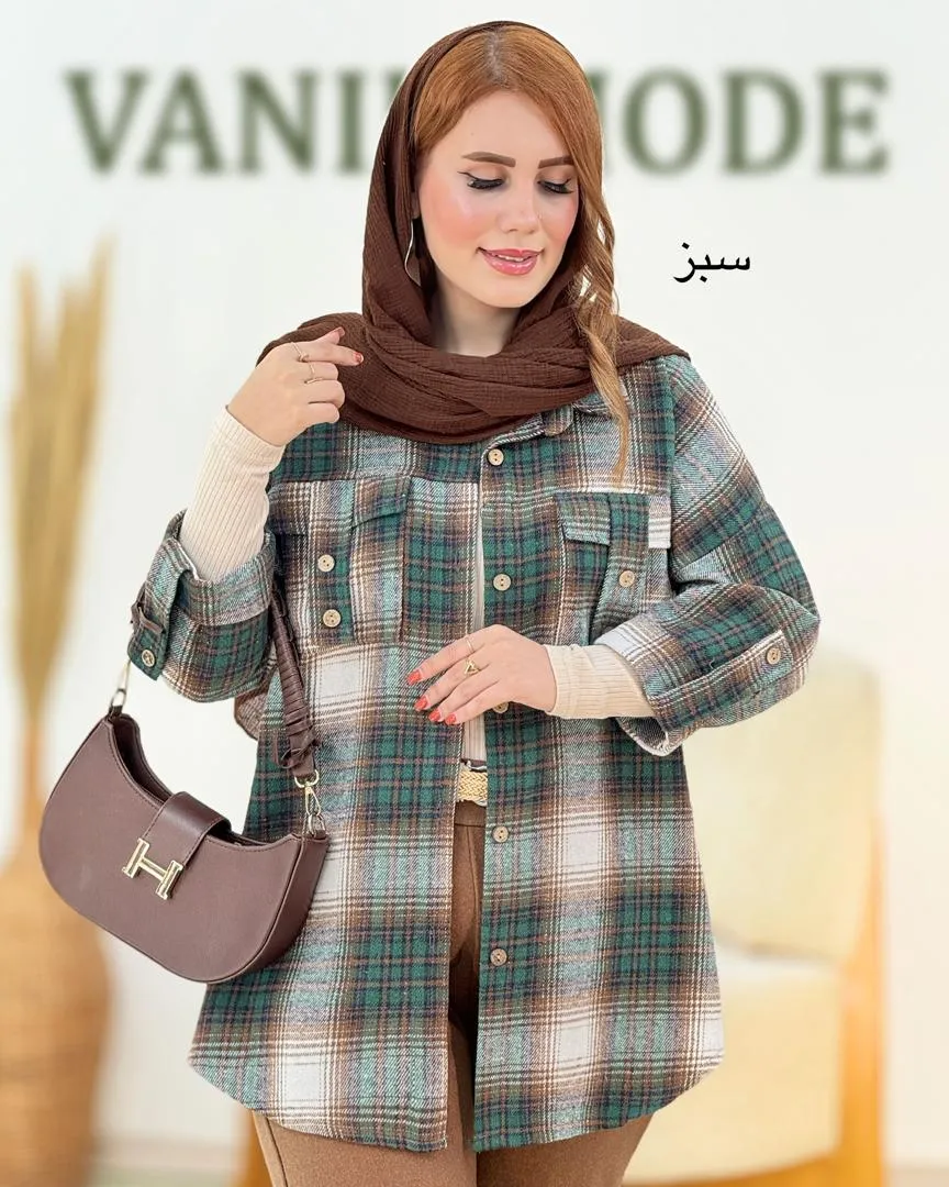 شکت چهارخونه آستین پاگون دار کد h685