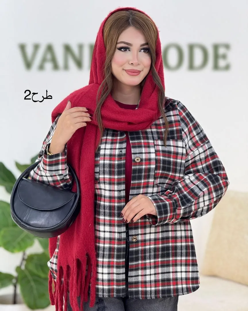 شکت چهار خونه آستین چین دار کد H618