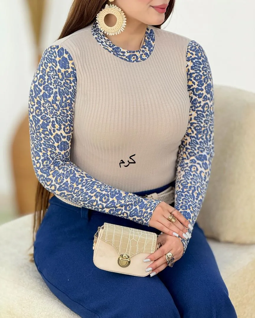 بلوز فانریپ آستین پلنگی کد h643