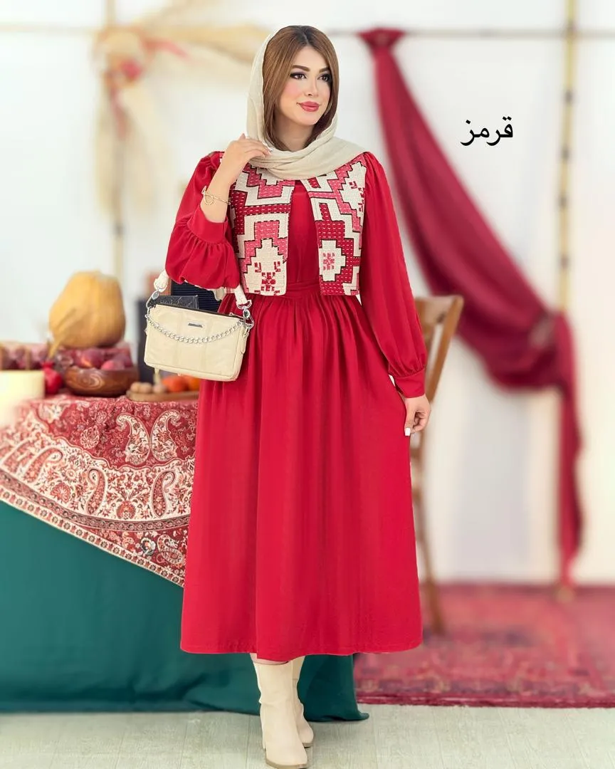 ست پیراهن جلیقه یلدایی کد h763