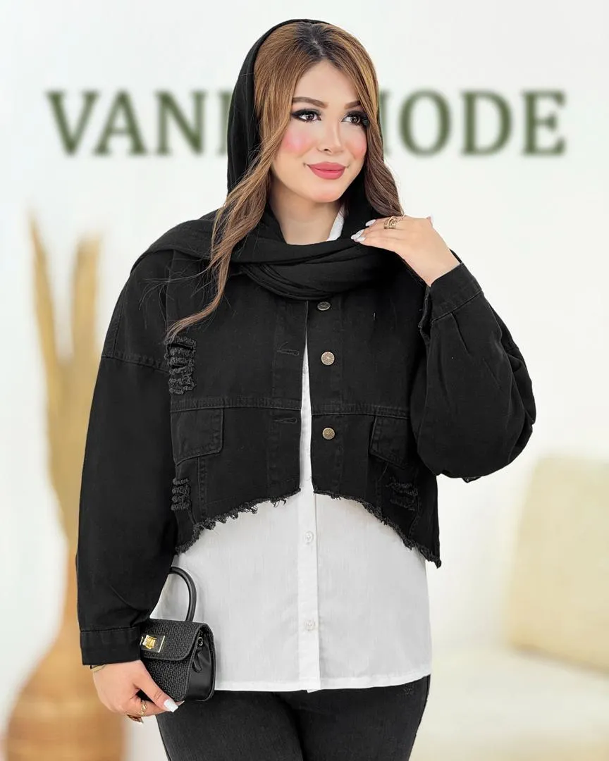 کت جین کوتاه زاپدار کد h719