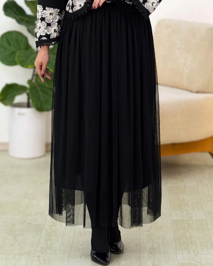 کت پولکدوزی و دامن تور کد H648