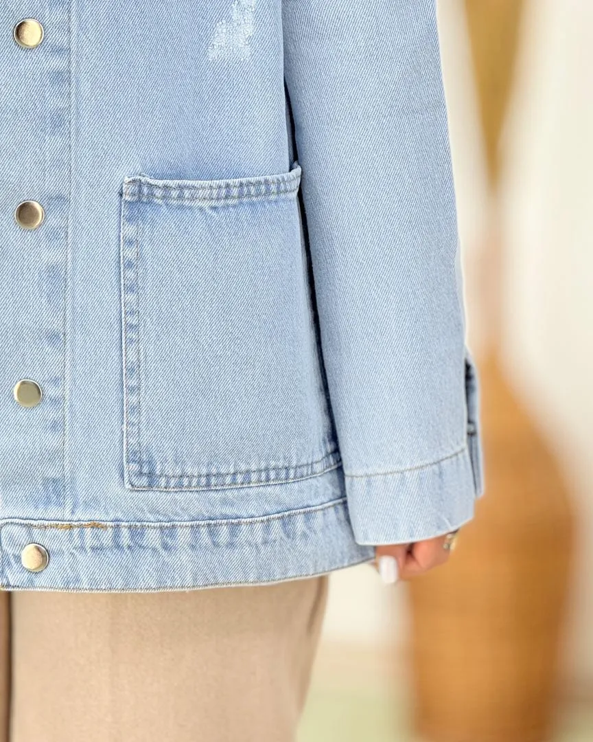 کت جین دکمه پرسی کد h745