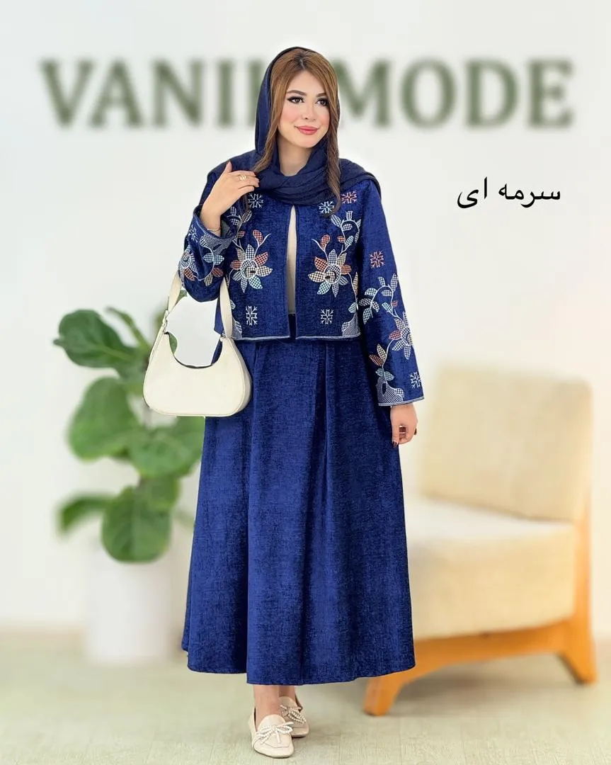 ست کت گلدوزی و دامن پیلی دار کد h676