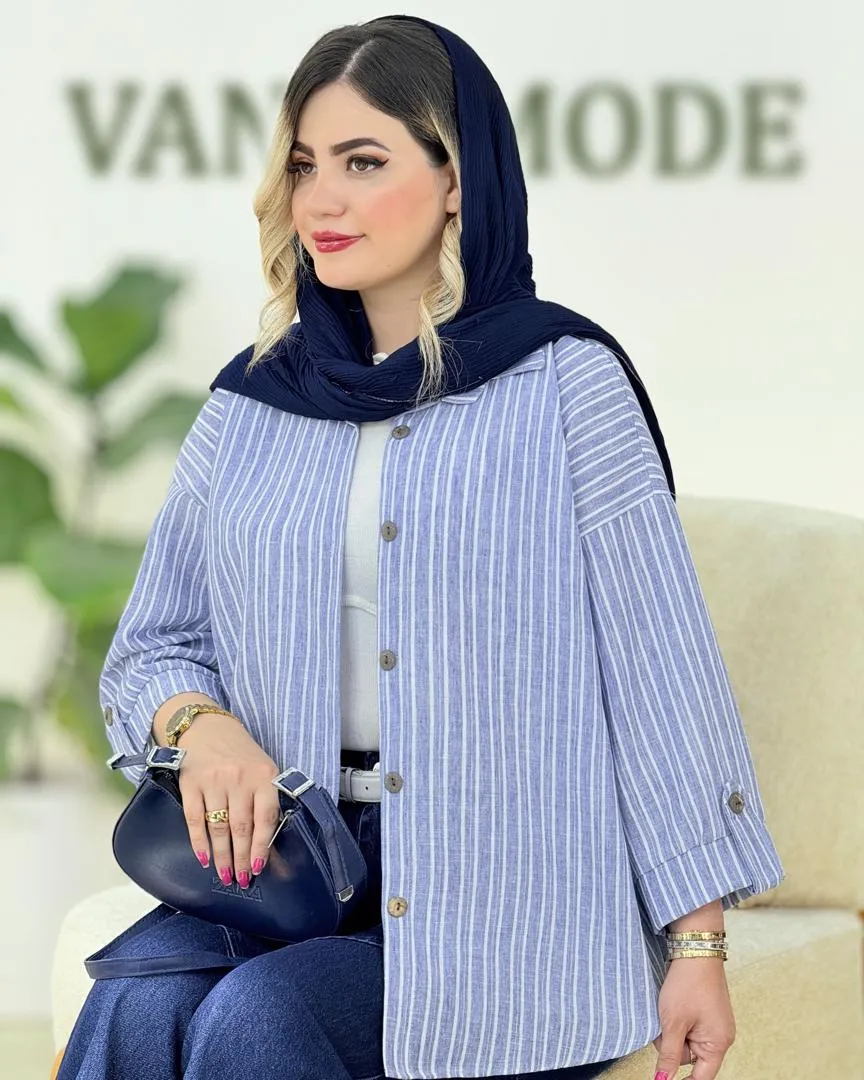 شومیز پایین هلال آستین پاگون دار کدH157