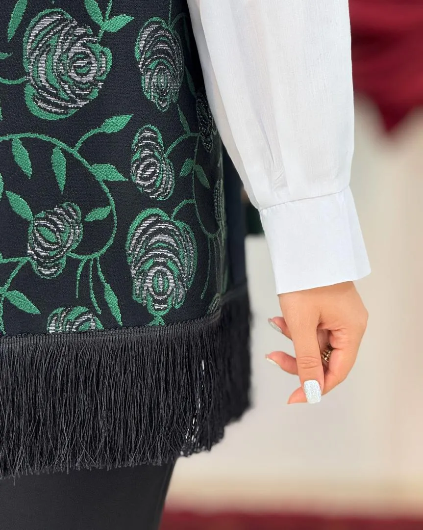 ست یلدایی شومیز جلیقه و گردنبند کد h739