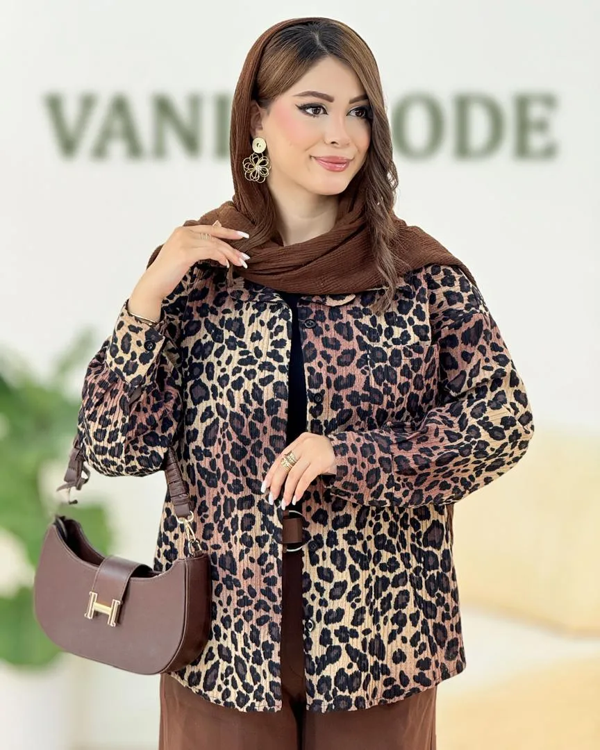 شومیز پلنگی پیلی دار کدh319