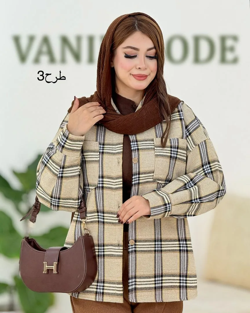 شکت چهار خونه آستین چین دار کد H618