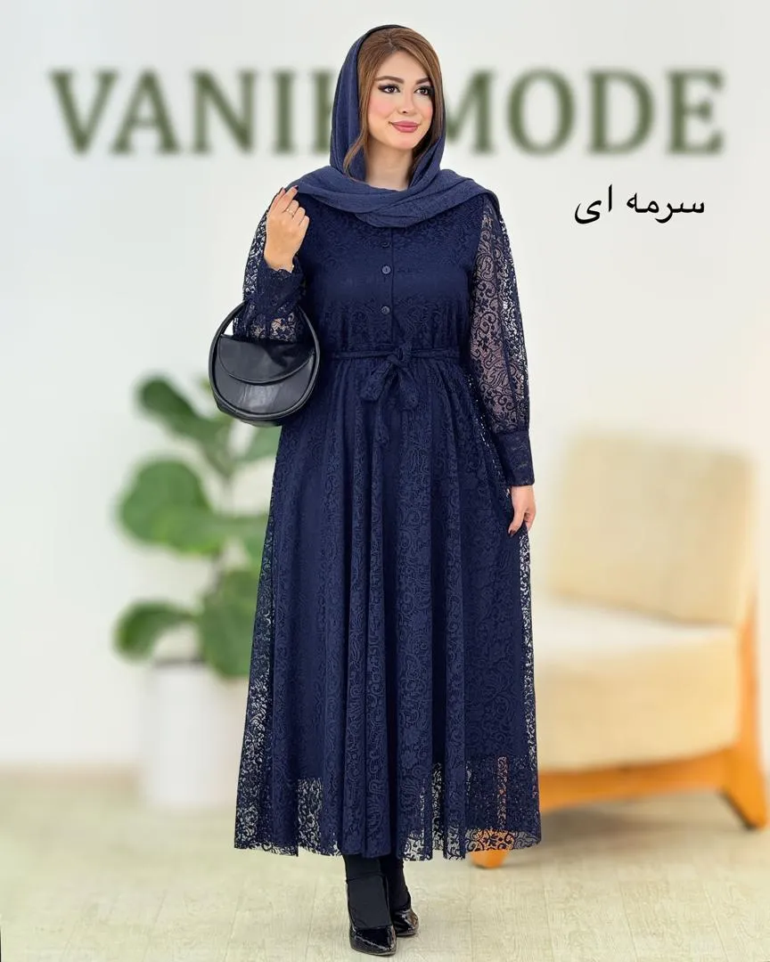 پیراهن دانتل آستین مچ دار زنانه کد h612