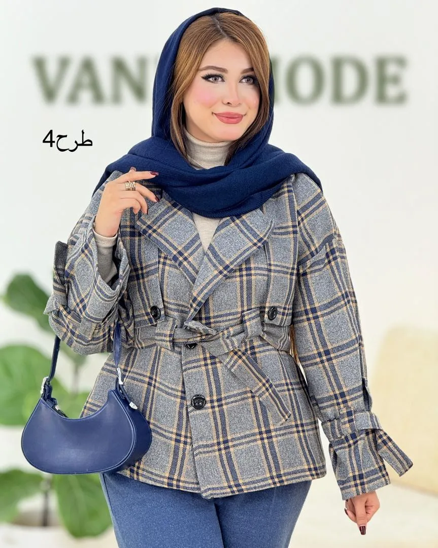 ترنج کت چهار خونه آستین بند دار کد h606