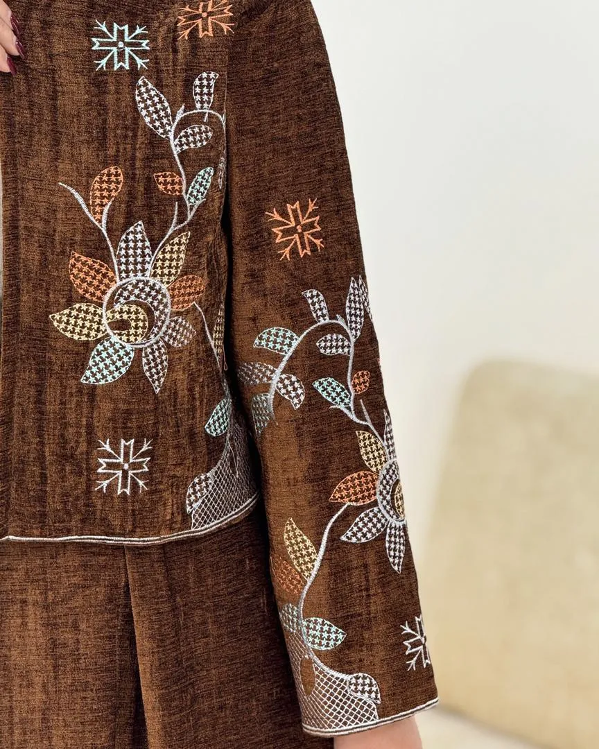 ست کت گلدوزی و دامن پیلی دار کد h676