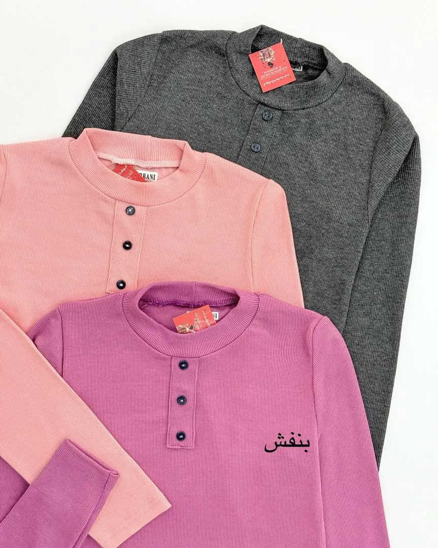 بلوز سه دکمه یقه گرد فانریپ کد h402