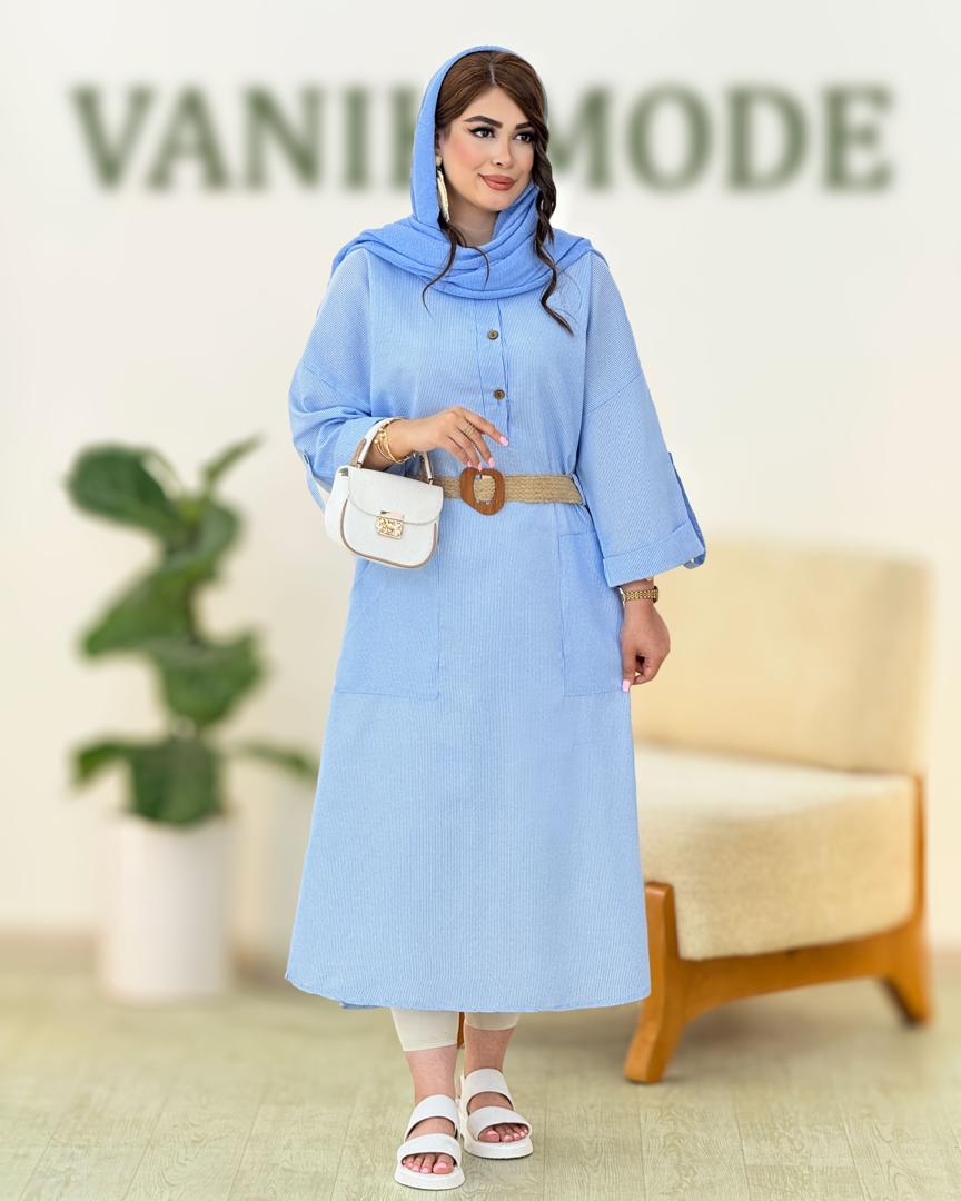 کفتان راه راه کمربند دار کد h66