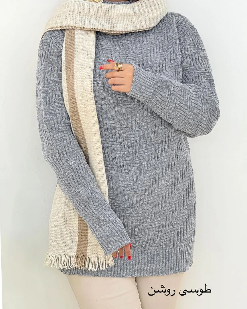 بافت یقه اسکی آستین موج دار کد h490