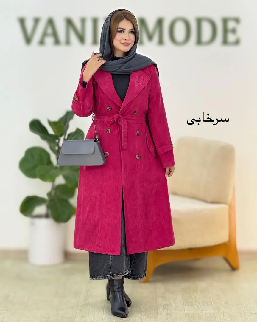 مانتو یقه انگلیسی کبریتی بند دار کد h485