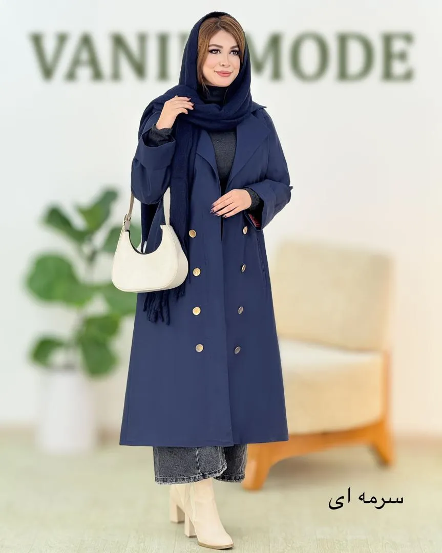 مانتو بلند آستین پاکتی دکمه نما کد h586