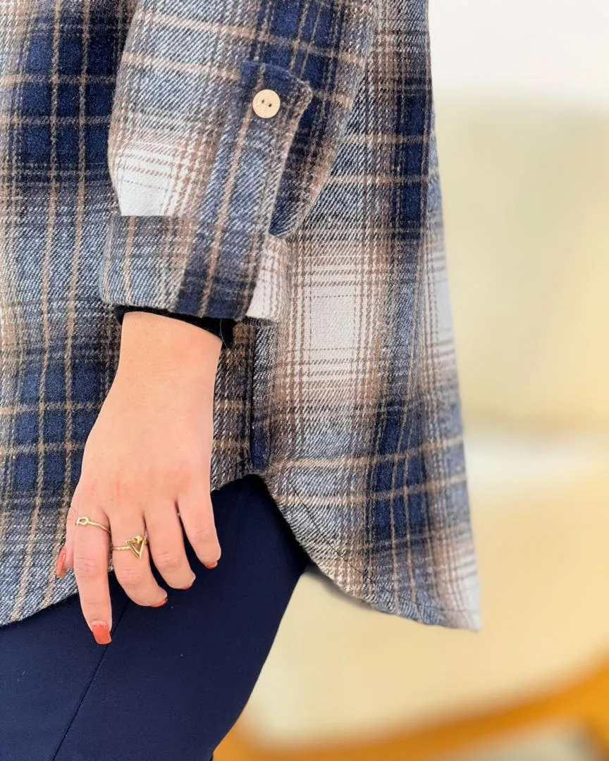 شکت چهارخونه آستین پاگون دار کد h685