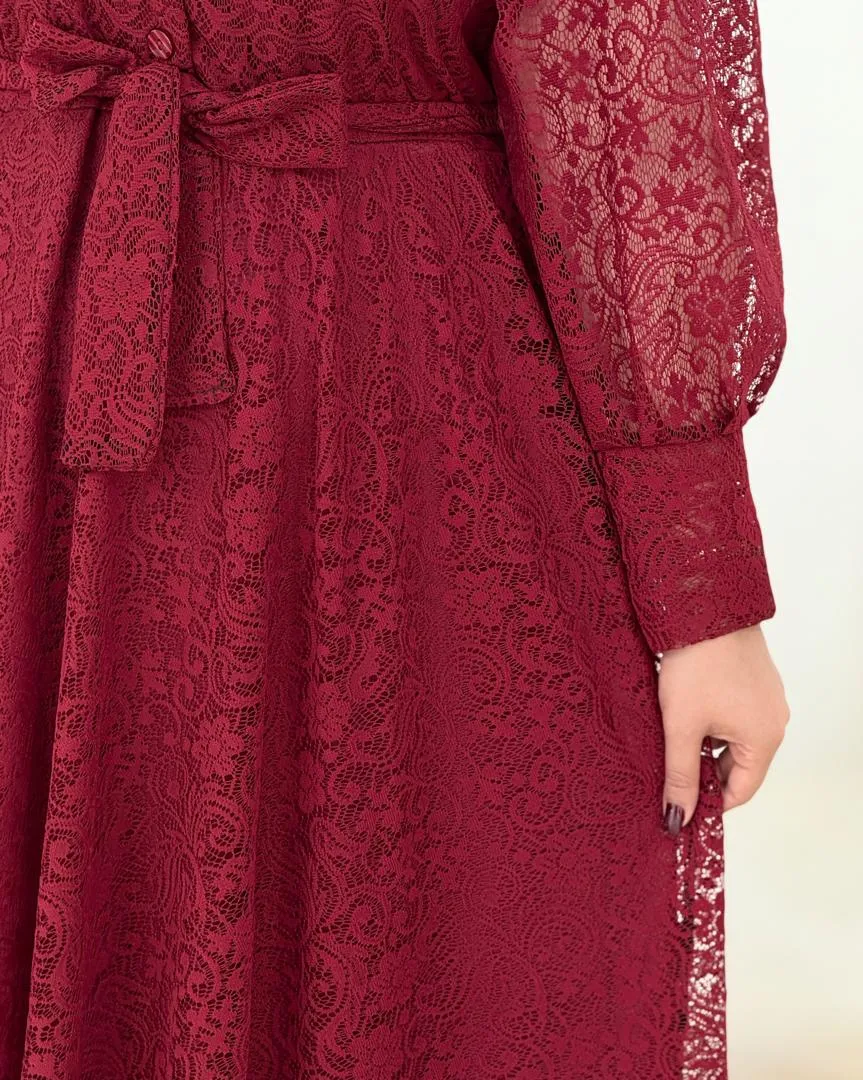 پیراهن دانتل آستین مچ دار زنانه کد h612