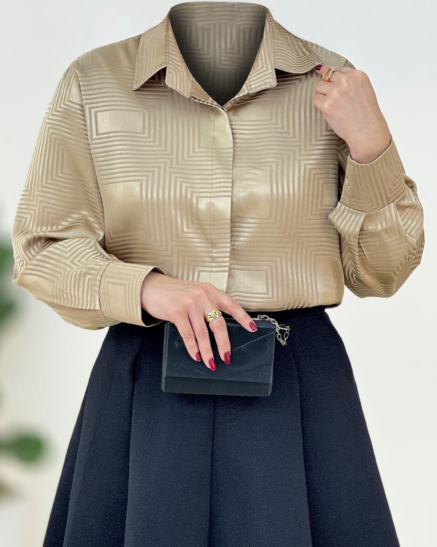 شومیز ساتن طرح دار کد g308