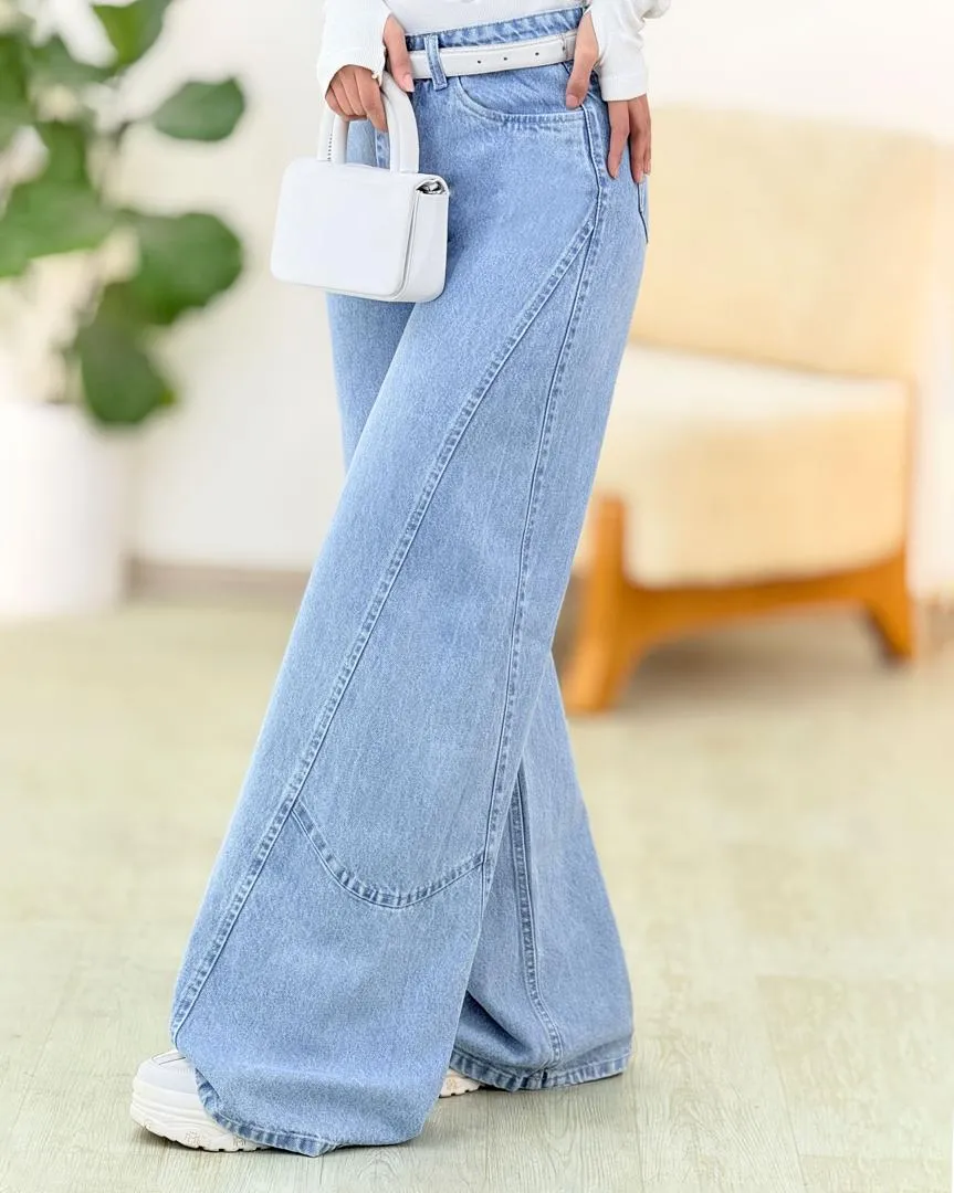 شلوار فول بگ آبی یخی کدG930