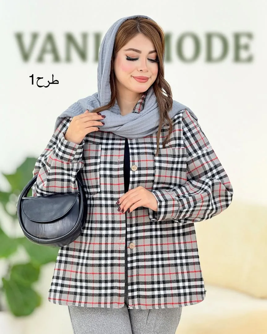 شکت چهار خونه آستین چین دار کد H618