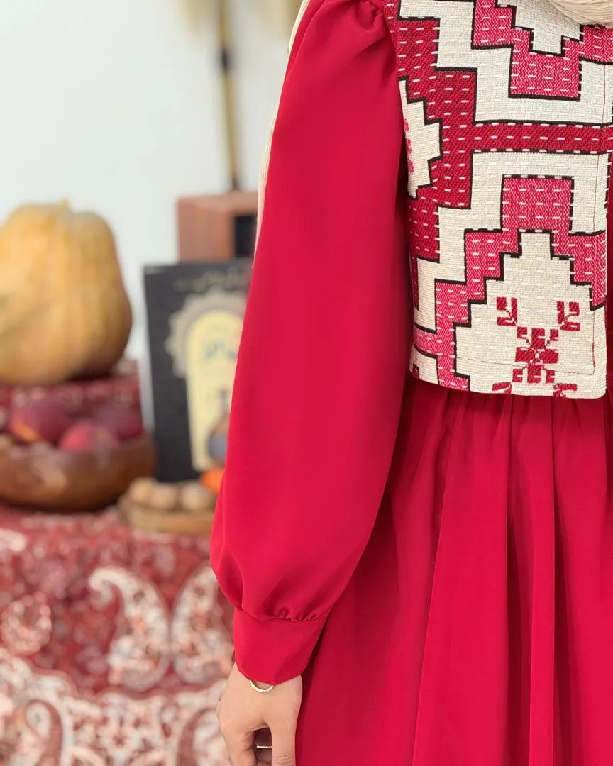 ست پیراهن جلیقه یلدایی کد h763