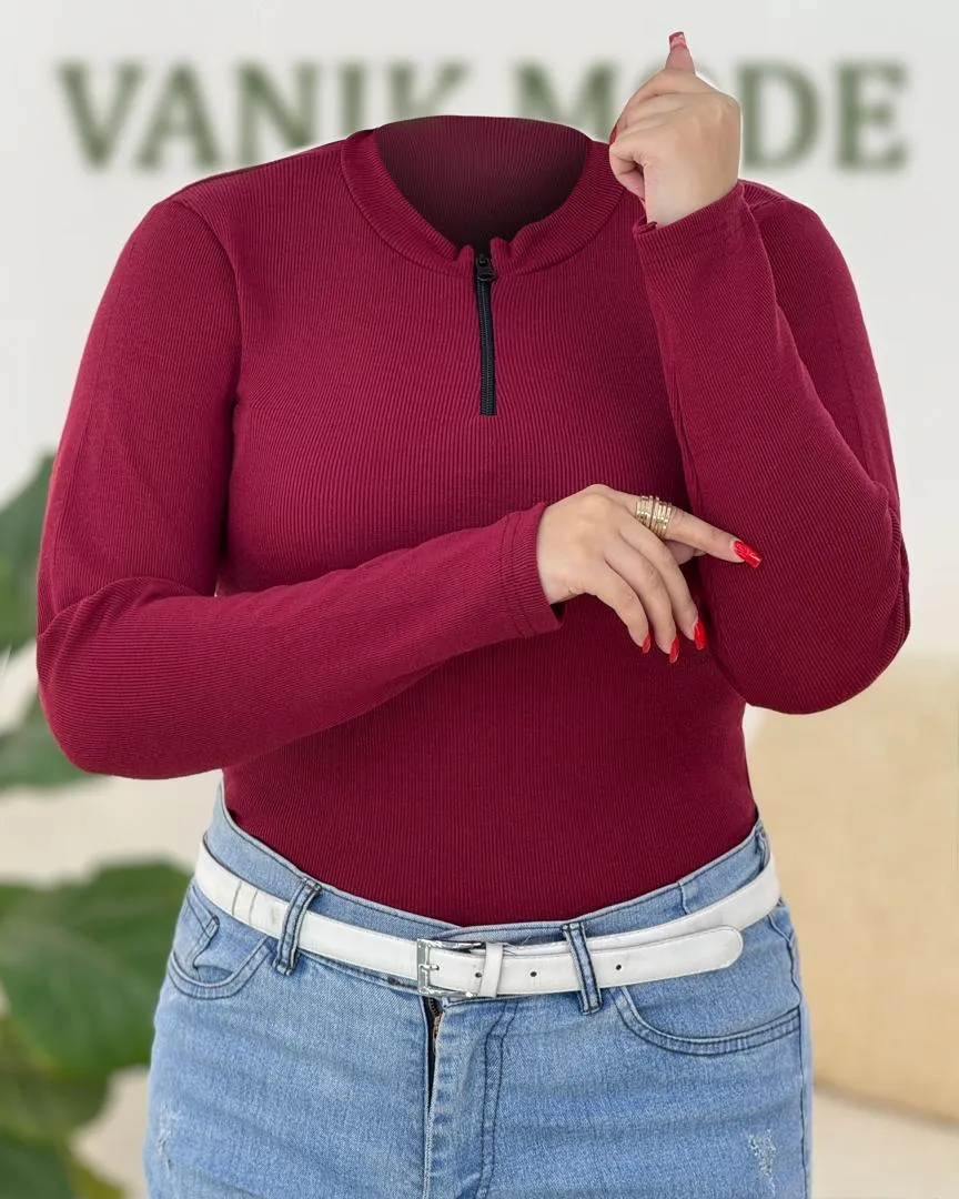بلوز نیم زیپ یقه سه سانت کد H405
