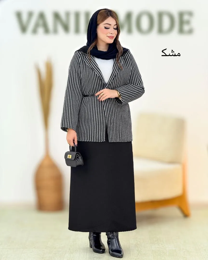 کت دامن کمربند دار گندمی کد h730