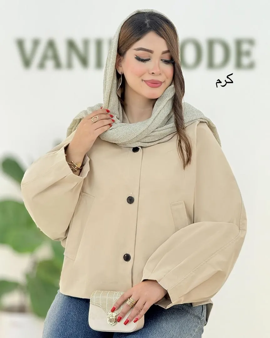 بارانی خفاشی کتان آستین سرخود کد H385