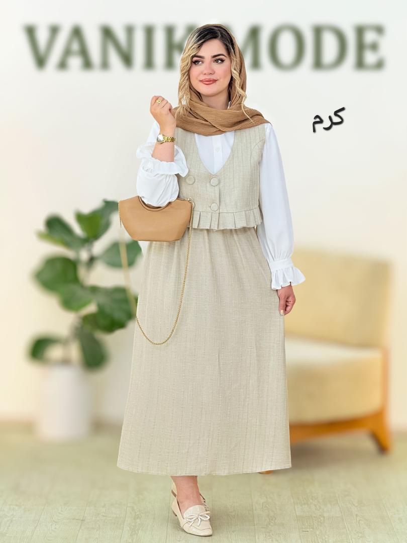 ست سه تیکه شومیز دامن جلیقه کد h166