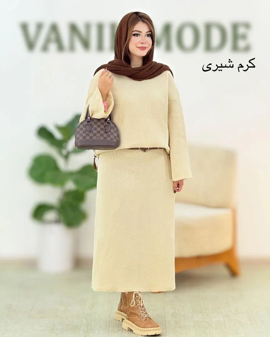 ست بلوز دامن پاین چاکدار بافت کد h543