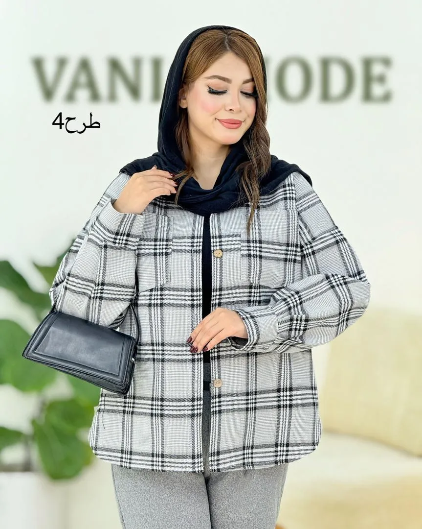 شکت چهار خونه آستین چین دار کد H618