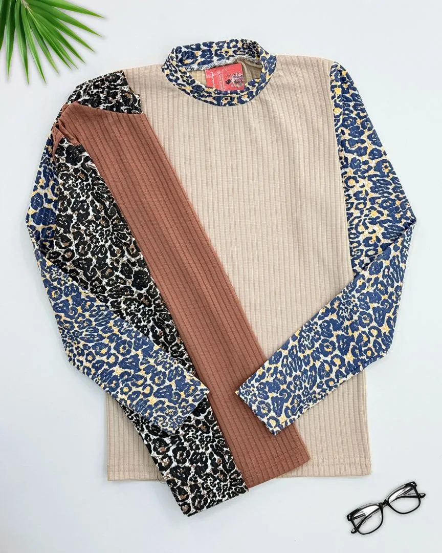 بلوز فانریپ آستین پلنگی کد h643