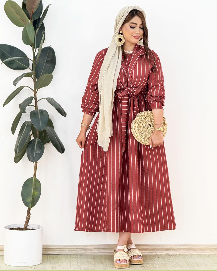 ست شومیز گره ای و سارافون آستین حلقه ای کد H236