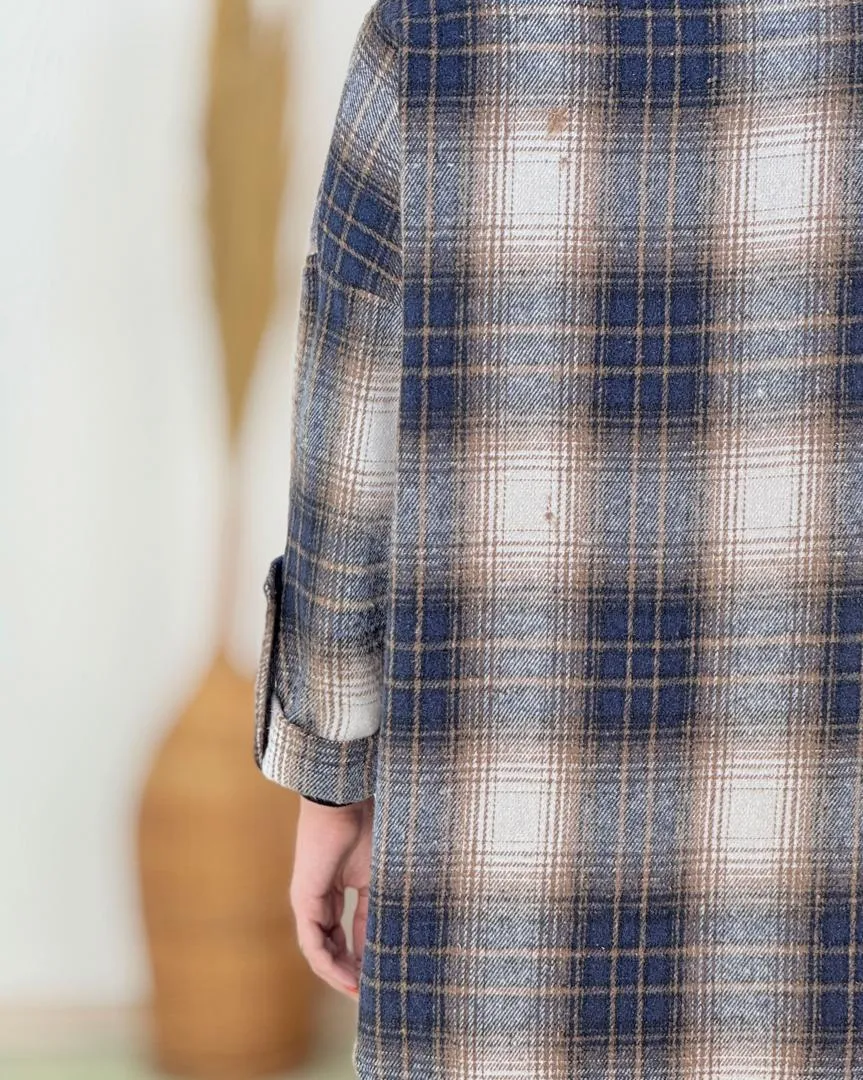 شکت چهارخونه آستین پاگون دار کد h685