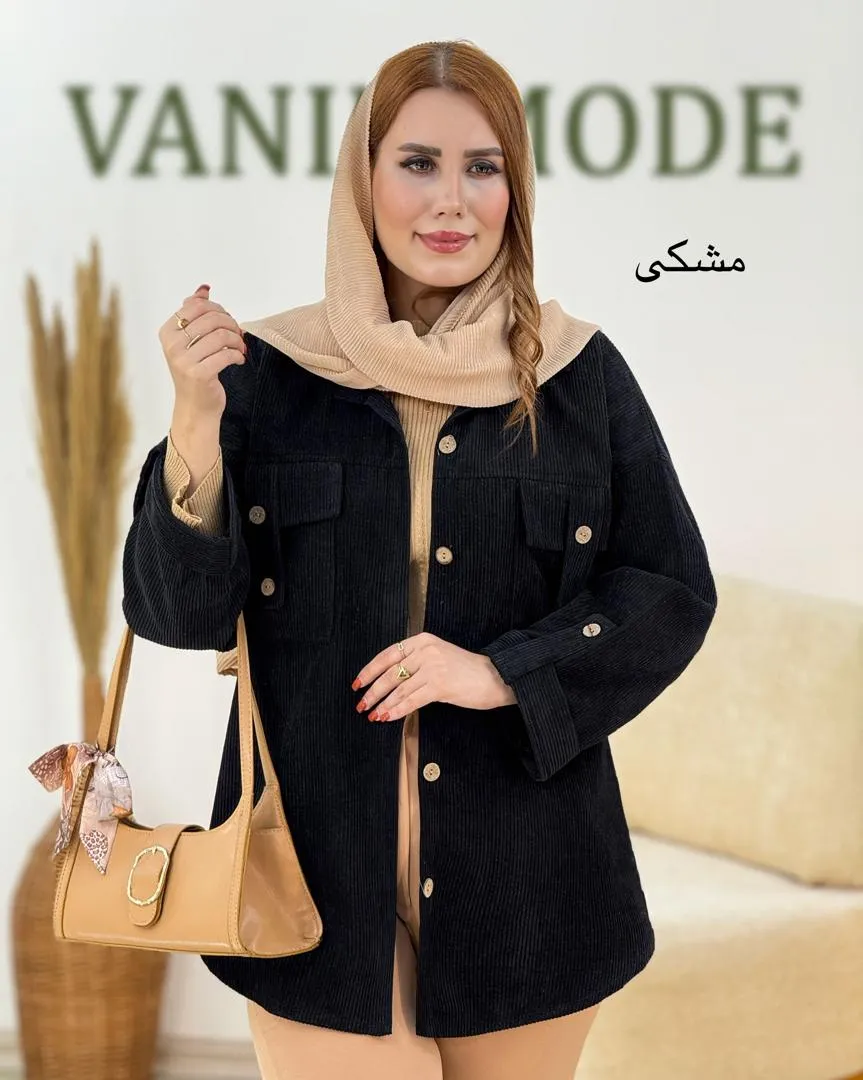 شومیز صلیبی جلو جیب مخمل کد h729