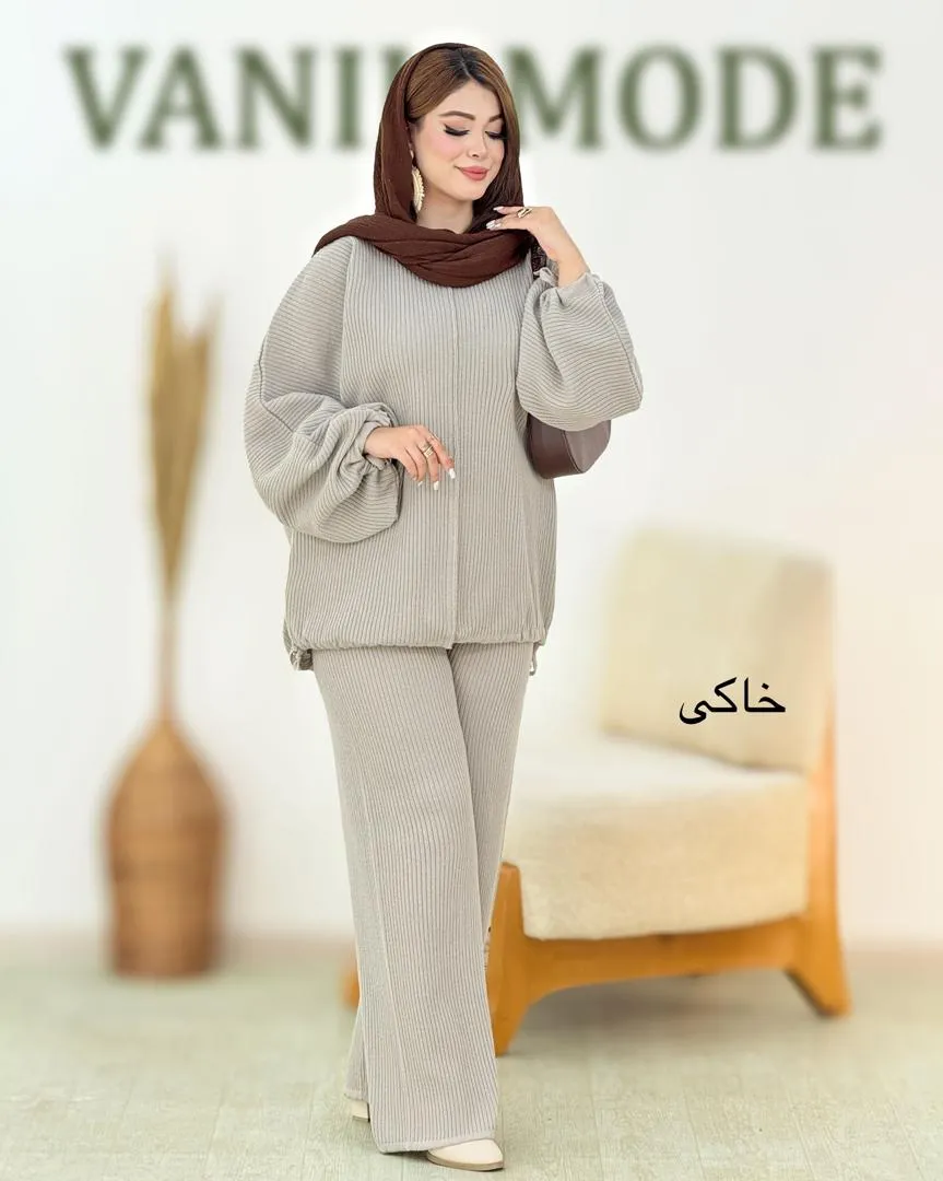 ست بلوز گت دار و شلوار بگ استایل کد h767