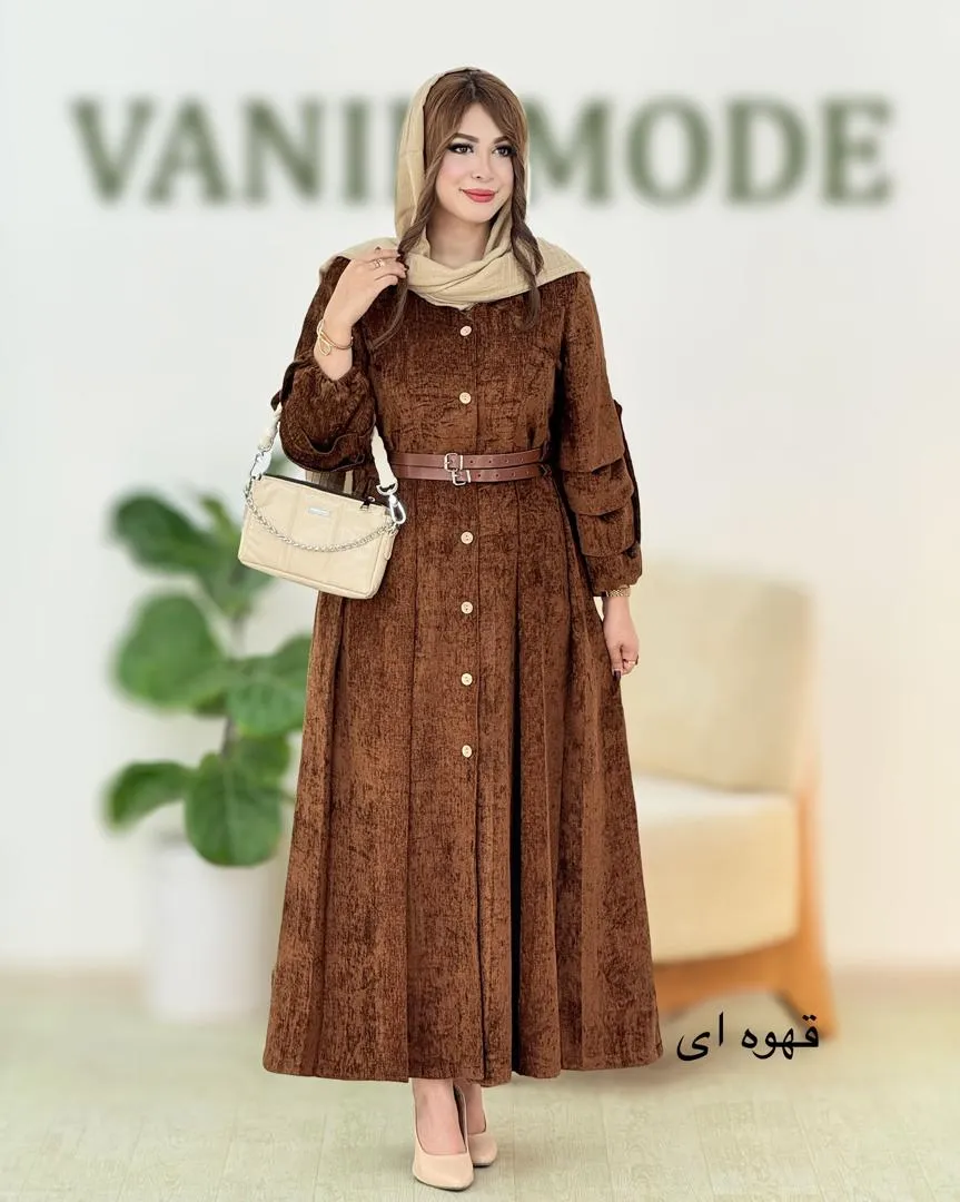 پیراهن آستین پیله دار مخمل کد h664